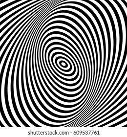 Concentric circles forming a spiral. Ovals, ellipses pattern