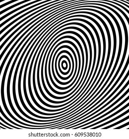 Concentric circles forming a spiral. Ovals, ellipses pattern