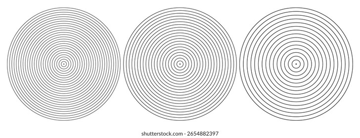 Concentric circles geometric element. Concentric segments of circles, random lines following a circle path. Spiral backgrounds. EPS vector illustration