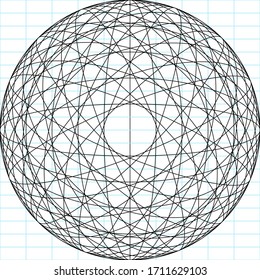 Concentric circles geometric element. Square wide grid pattern art  straight line. Straight line table. Seamless vector illustration.
