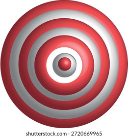 Gráfico de círculos concéntricos con efecto degradado rojo y plateado, diseño esférico Abstractas