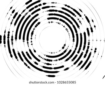 Concentric Circles Halftone Engraving Black and White Striped Texture. Lined Gradient Template for Design, Background, Wrapping, Website Decoration