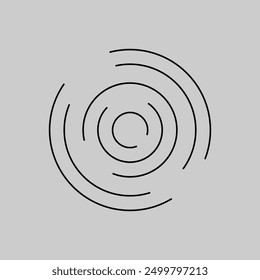 Concentric circles icon. Ripple circular shapes. Vector illustration isolated on grey background. Vortex, sonar wave, soundwave, sunburst, signal signs symbol. Vector illustration. Eps file 60.