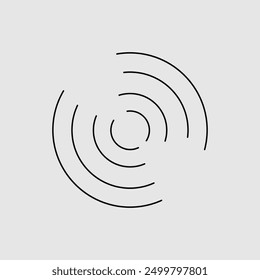 Concentric circles icon vector. Ripple circular shapes. Vector illustration isolated on grey background. Vortex, soundwave, sunburst, signal signs symbol. Vector illustration. Eps file 59.