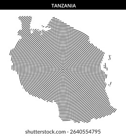 Concentric circles illustrate the map of Tanzania creatively.