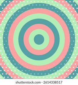 Concentric Circles Image and Dot Pattern Background, Circular Stripes, Swirl, Decorative Radiating Shape, Square Size
