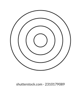 Concentric circles isolated on white background. Circular ripple icon. Vortex, sonar wave, soundwave, sunburst, radio signal, target aim, pain signs. Vector graphic illustration
