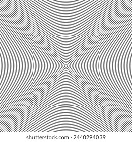 Concentric circles line vector template. Dynamic hypnotic rings pattern for social media content background or poster design. Black on white background.