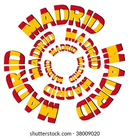 concentric circles of Madrid flag text illustration