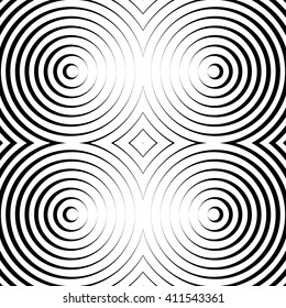Concentric circles monochrome abstract background. radiating circles, rings.