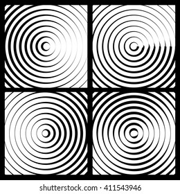 Concentric circles monochrome abstract background. radiating circles, rings.