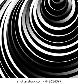 Concentric circles, ovals, ellipses with irregular strokes. Abstract geometric pattern. Ripple, radiation effect.