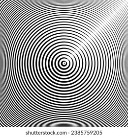 Concentric Circles Pattern with 3D Illusion Effect. Abstract Geometric Textured Background. Vector Art.