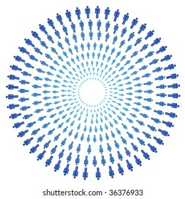 concentric circles of people on white illustration