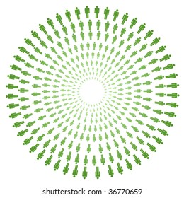 concentric circles of people on white illustration