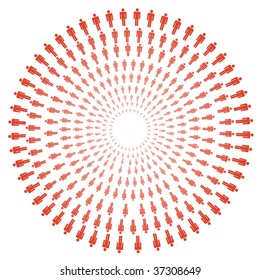 concentric circles of people on white illustration