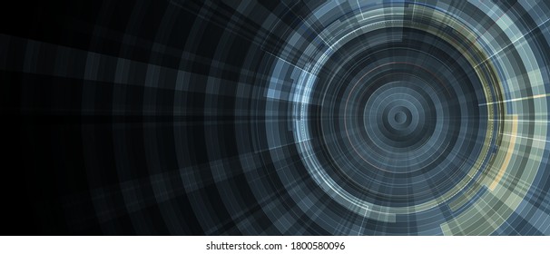 Concentric circles. Quantum processing, deep learning artificial intelligence 
concept. Future new technology  for business or science presentation. Vector background