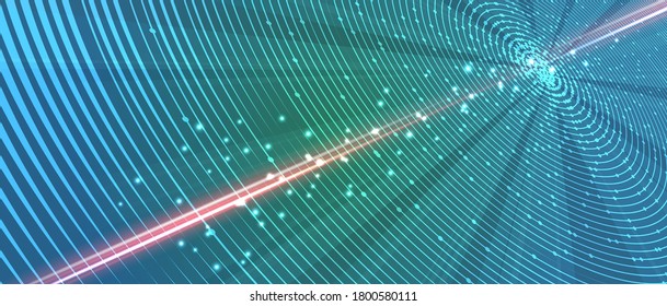 Concentric circles. Quantum processing, deep learning artificial intelligence 
concept. Future new technology  for business or science presentation. Vector background