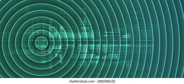 Concentric circles. Quantum processing, deep learning artificial intelligence 
concept. Future new technology  for business or science presentation. Vector background