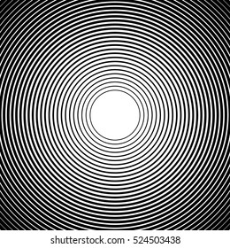 Concentric circles, radial lines pattern(s). Monochrome abstract element(s)