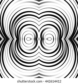 Concentric circles, rings abstract pattern. Monochrome geometric illustration.