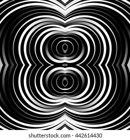 Concentric circles, rings abstract pattern. Monochrome geometric illustration.