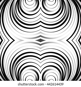 Concentric circles, rings abstract pattern. Monochrome geometric illustration.