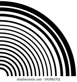 Concentric circles, concentric rings circular pattern. Abstract black and white geometric element