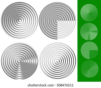 Concentric circles, rings geometric element. Set of 4 version.
