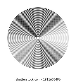 Concentric circles, rings. Geometric radiating and radial circles, lines element