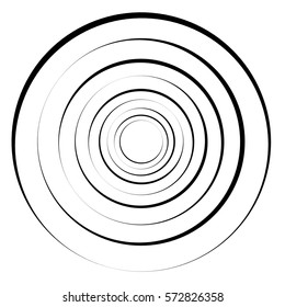 Concentric circles, rings. Geometric spiral, vortex element