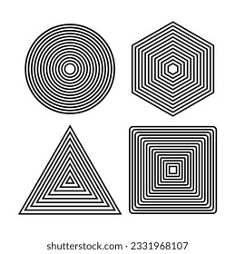 Concentric circles, concentric rings, infinite squares, repetition of square, rounded rectangle abstract graphics.