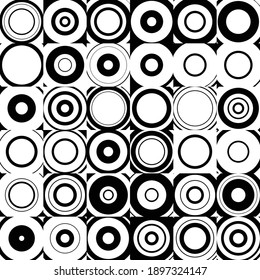 Concentric circles, rings. Radial lines. Circular vector illustration
