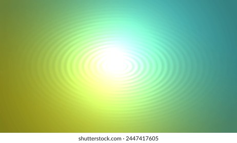 Concentric circles ripple background. Landscape orientation. Yellow and cyan liquid pattern.