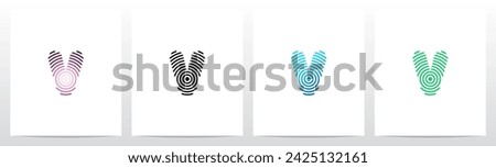 Concentric Circles Ripples Signal Letter Logo Design V