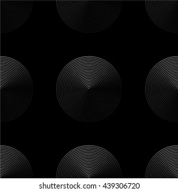 Concentric circles seamless monochrome pattern. Abstract geometry background