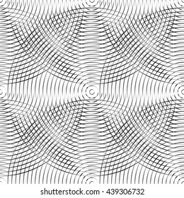 Concentric circles seamless monochrome pattern. Abstract geometry background
