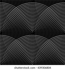 Concentric circles seamless monochrome pattern. Abstract geometry background