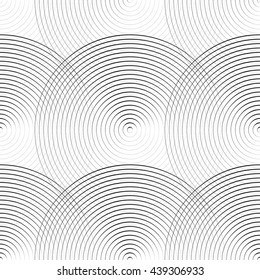 Concentric circles seamless monochrome pattern. Abstract geometry background