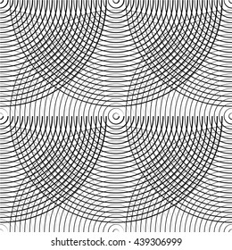 Concentric circles seamless monochrome pattern. Abstract geometry background