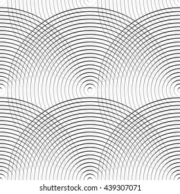 Concentric circles seamless monochrome pattern. Abstract geometry background