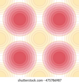 a concentric circles seamless tile in ivory and pink red color palette