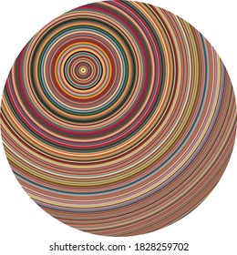 Concentric circles segments cropped, filled with random multicolors, creating colorful pattern