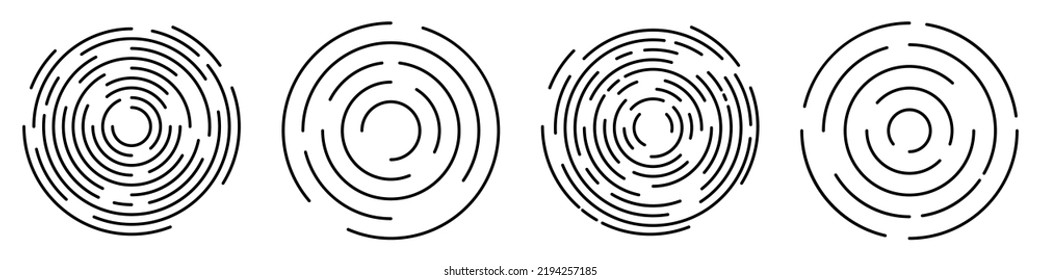 Concentric circles set. Ripple circular shapes. Vector illustration isolated on white background