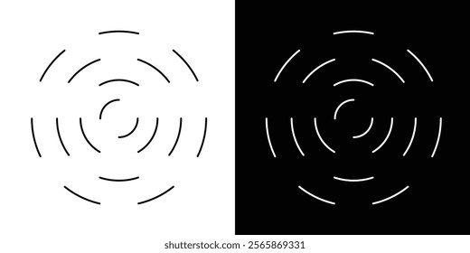 Concentric circles set. Ripple circular shapes. Vector illustration isolated on white and black background in eps 10.