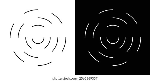 Concentric circles set. Ripple circular shapes. Vector illustration isolated on white and black background in eps 10.