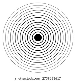 Concentric circles sonic signal. Wave black line