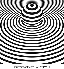 concentric circles with striped sphere. vector backdrop