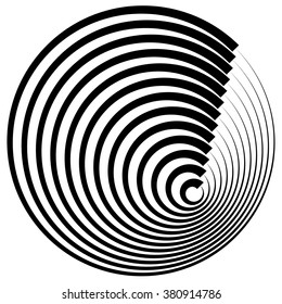 Concentric circles with stroke profile abstract element.
