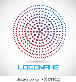 Concentric Circles . Technology logo. Halftones in round Form .